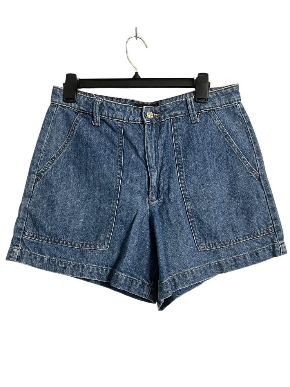 Banana Republic Denim Shorts Womens 8 Blue Utility Pleated Pockets Relaxed